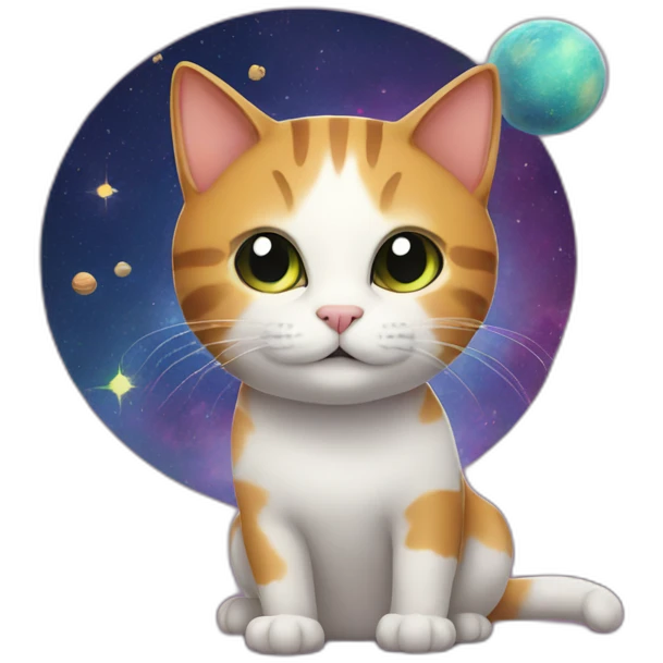 Cat in space catches comet emoji
