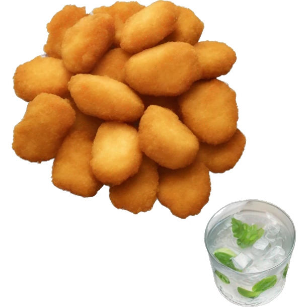 A plate of chicken nuggets with a side of sprite emoji