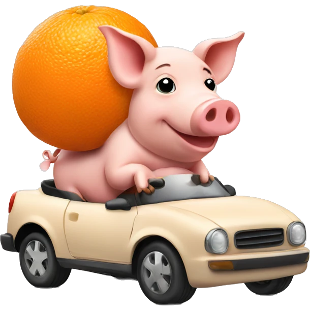 Pig driving orange car emoji