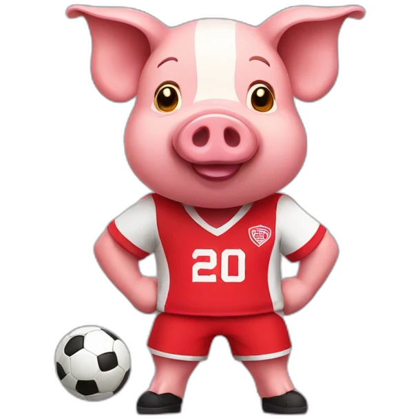 pig with red soccer tshirt standing emoji
