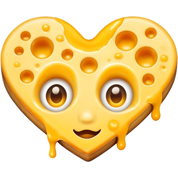 i want a heart eye emoji but instead if the hearts i want it to be cheese  emoji