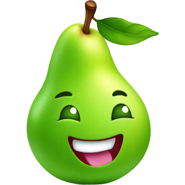 Shiny Green Cute pear with tongue emoji