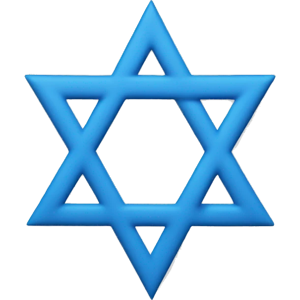 simple, flat, two-dimensional, monochrome, no texture, blue star of david emoji