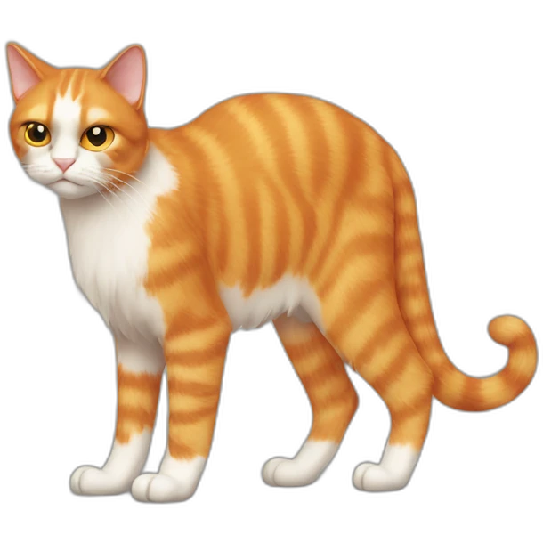 grumpy skinny orange hairy cat with long tail emoji
