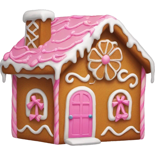 Gingerbread house with a pink bow  emoji
