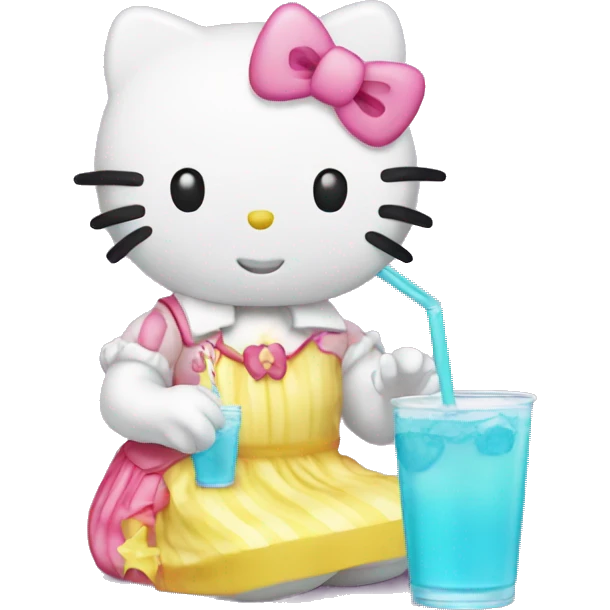 hello kitty drinking lemonade emoji