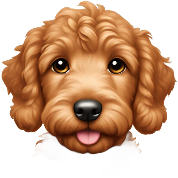 Red goldendoodle puppy bow on head emoji