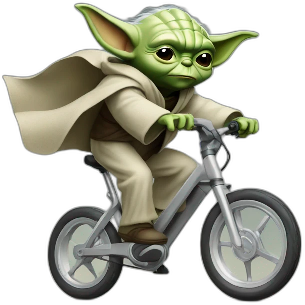 Yoda jumping on ebike emoji