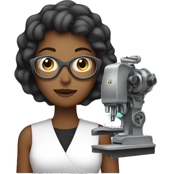 Women with a machine emoji