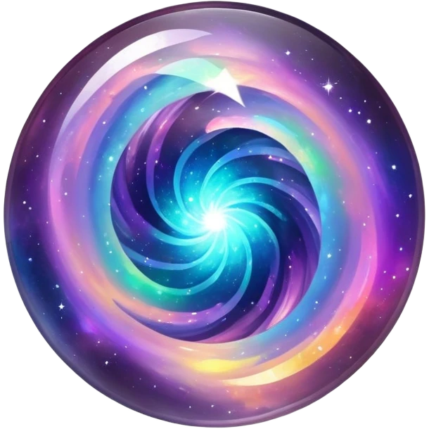 round cut gemstone with iridescent galaxy-like swirling colors inside emoji