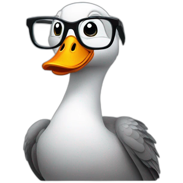 Gray goose with glasses emoji