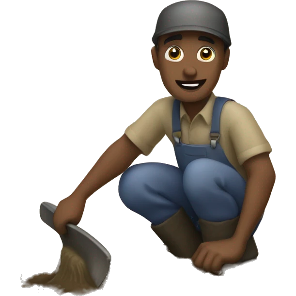 Sillier man with Sheba digging out the mud emoji
