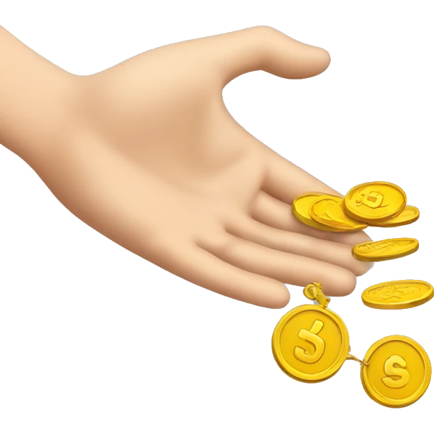 Coins dropping on a hand emoji