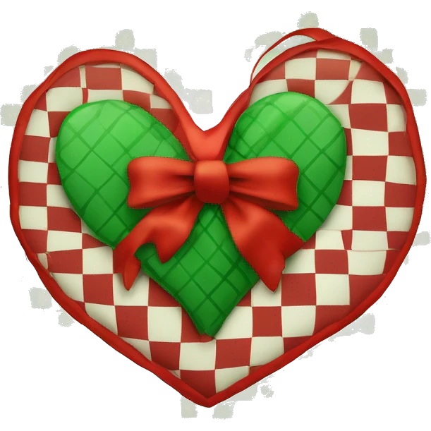 Un Coeur de Noël avec motif carreaux vert et rouge emoji