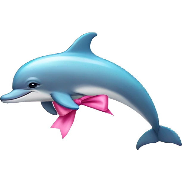 A dolphin with a pink bow emoji