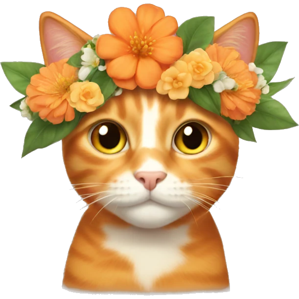 Orange cat with flower crown emoji