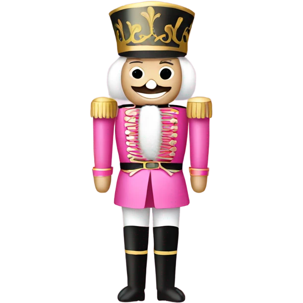 Nutcracker wearing pink emoji