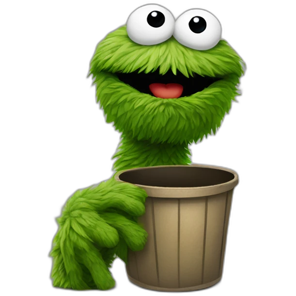 Oscar the grouch with one tall finger on his hand emoji