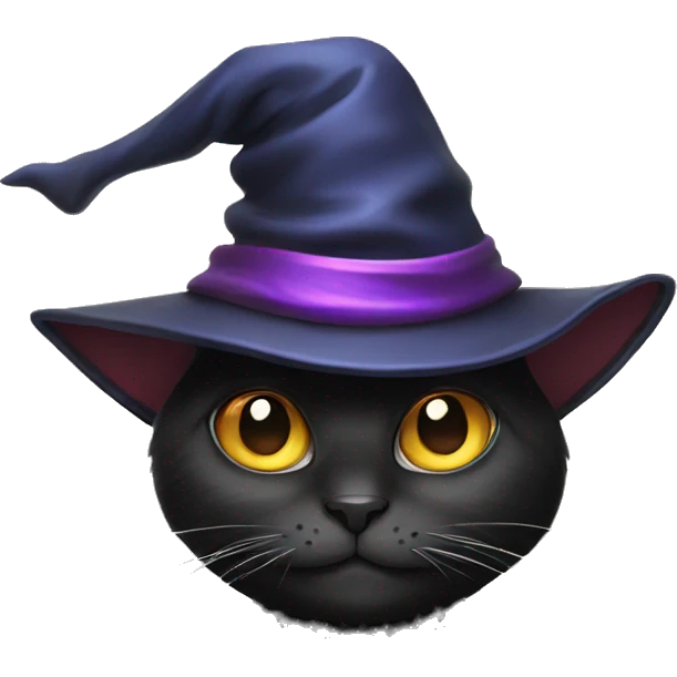 Black cat with a wizards hat emoji