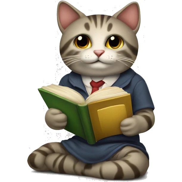 gatto gomitolo e libro emoji