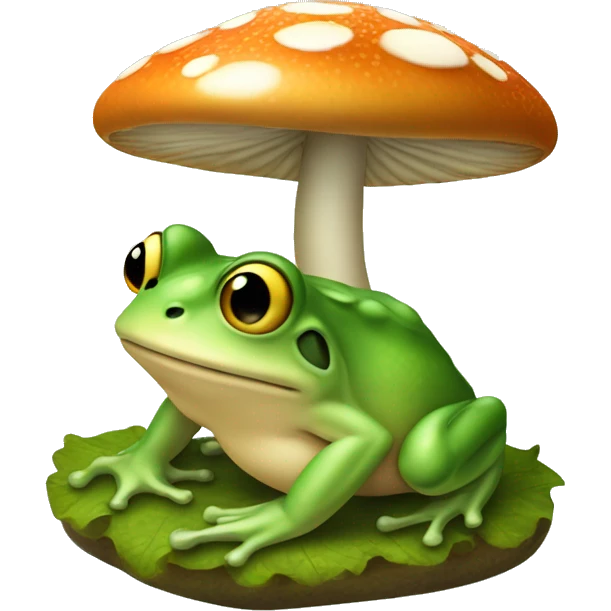 Grenouille a côté d'un champignon emoji