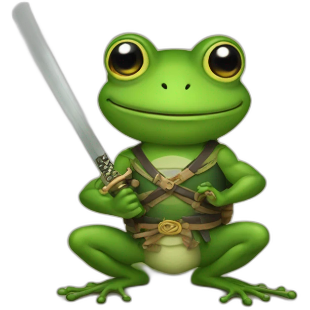 a frog wih a katana emoji