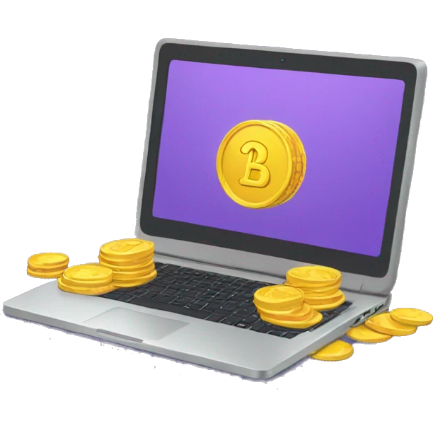 laptop with coins emoji