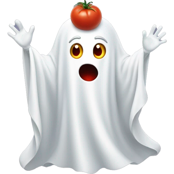 Cute Ghost throwing tomatoe emoji