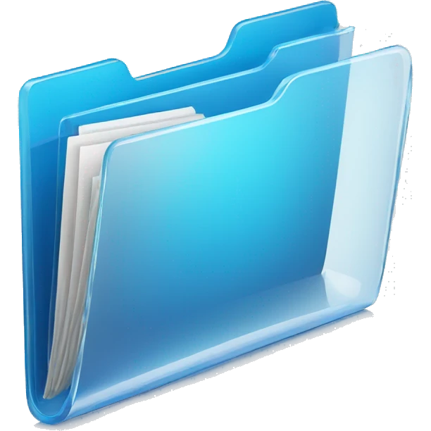 3d glass icon folder with documents in blue color emoji