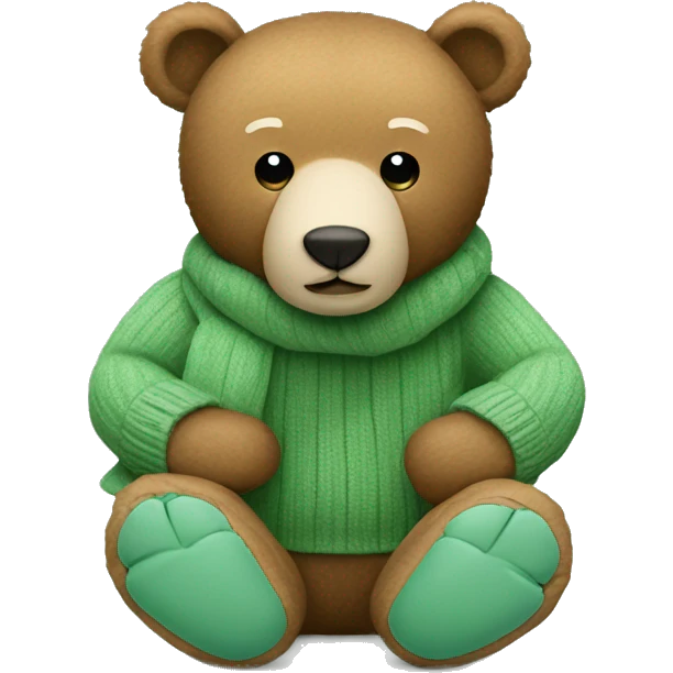 Bear sitting with Sage green mittens emoji