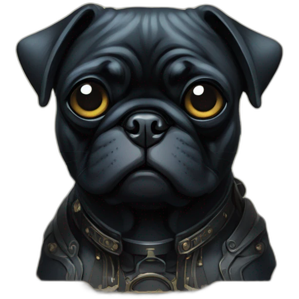 A cyberpunk black pug in Art Nouveau style during 1910 emoji