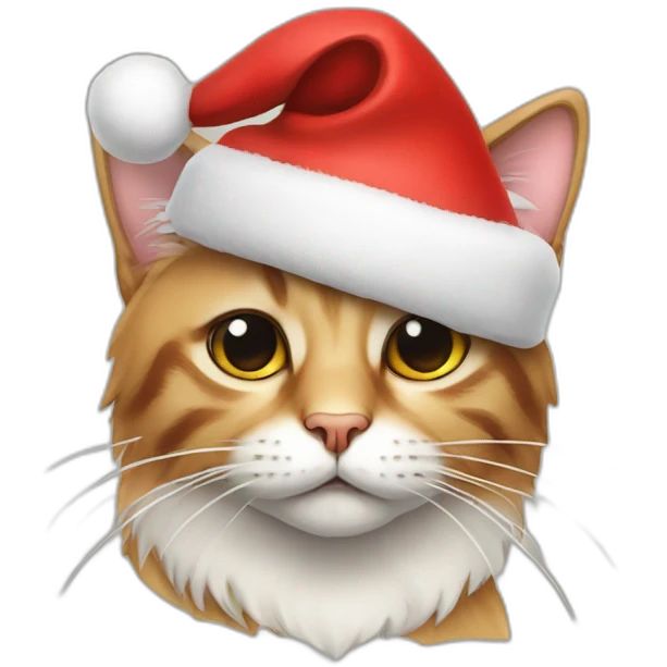 A cat with a Christmas hat emoji
