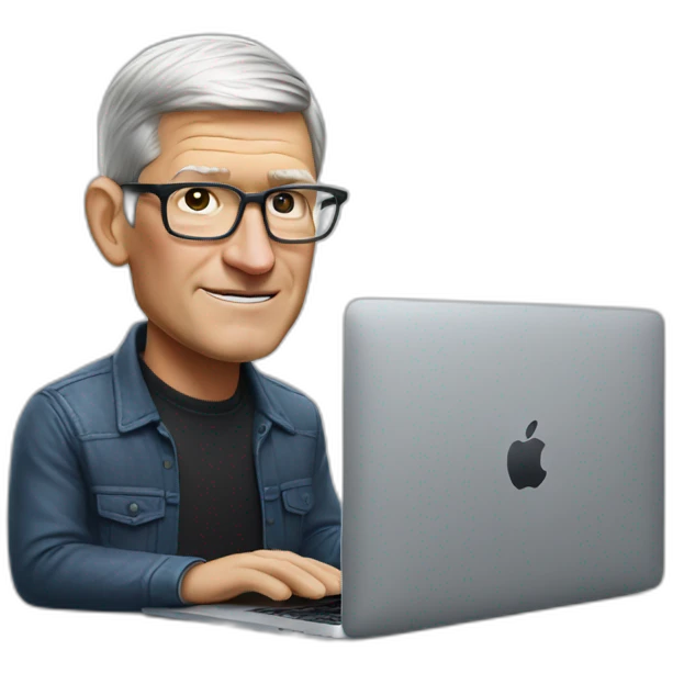 tim cook with macbook pro emoji