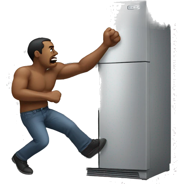 man getting punched by a fridge emoji