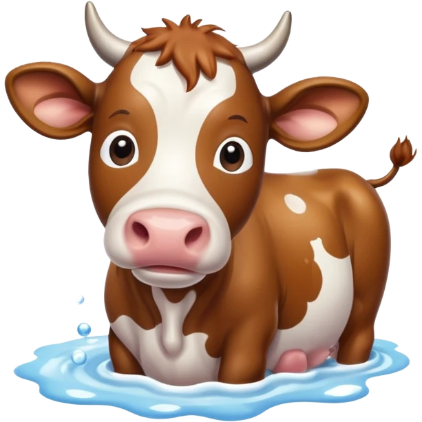 cow being cleaned with soap bubbles and water emoji
