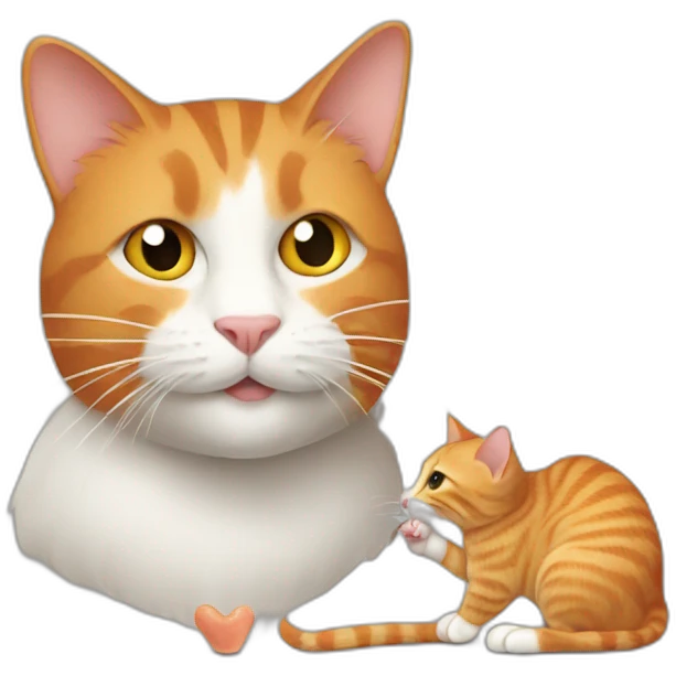 a ginger cat eating a grey mouse emoji