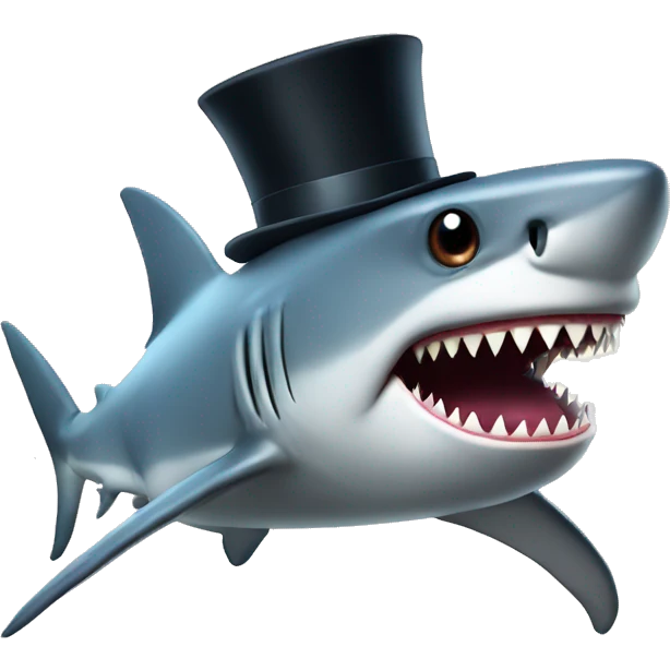 Shark with a top hat emoji