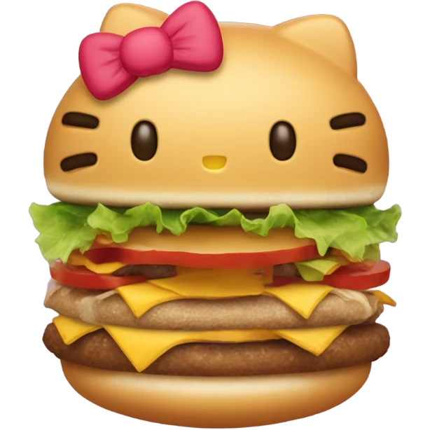 Hello kitty as a hamburger emoji