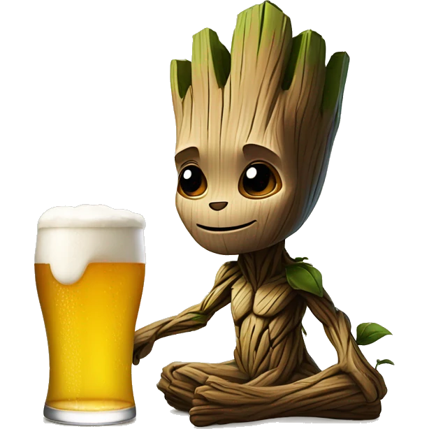 Groot buvant une bière  emoji
