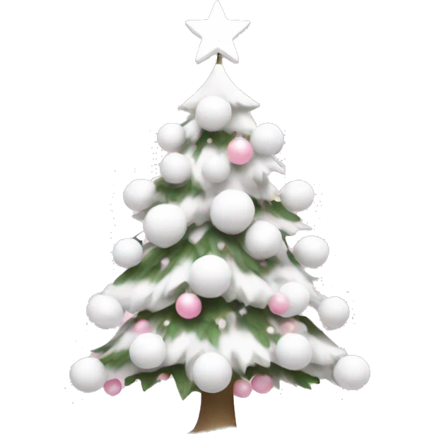 White Christmas tree with light pink balls and snowflakes  emoji
