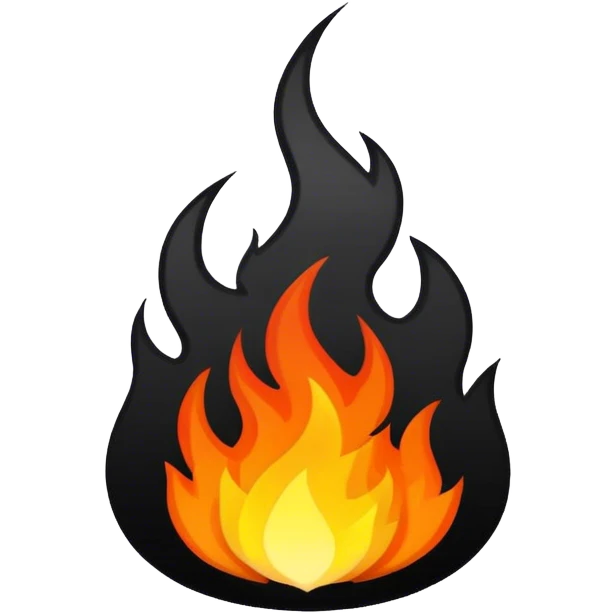 black and shite modern fire emoji