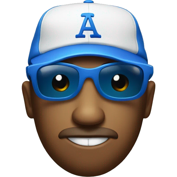 A smug look wearing sun glasses and a blue baseball hat emoji