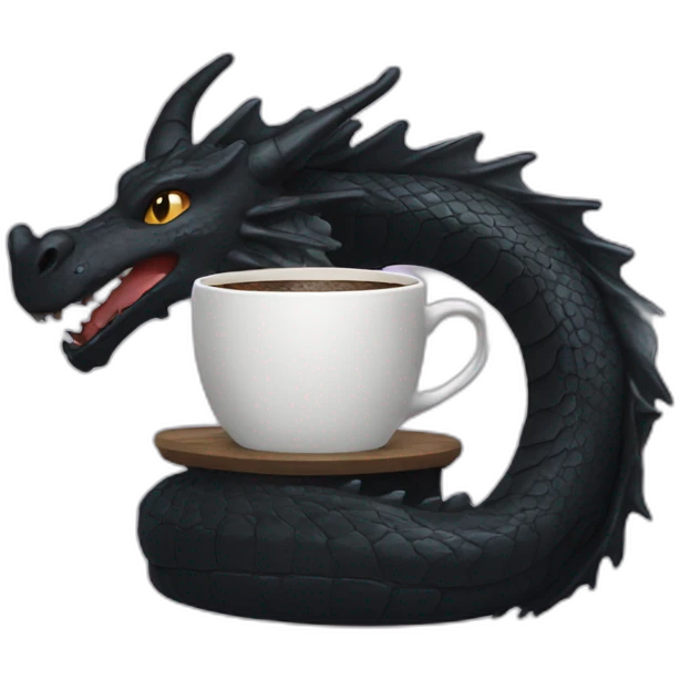 Black dragon drinking coffee emoji