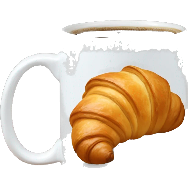 Croissant stands on a coffee mug  emoji