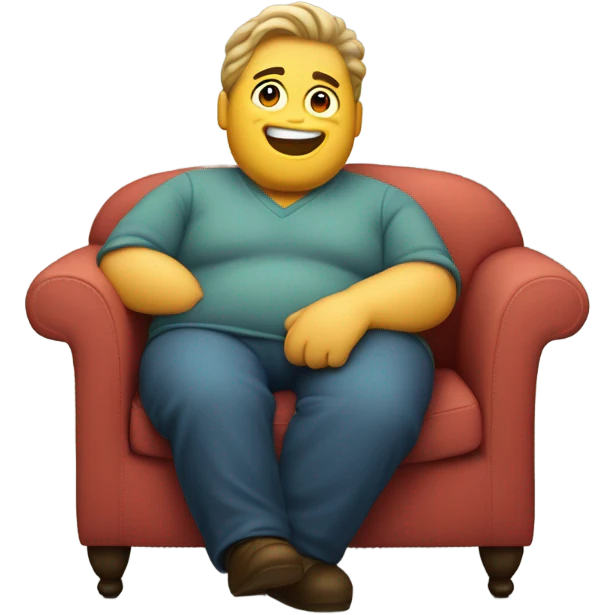 fat guy happily resting on couch emoji