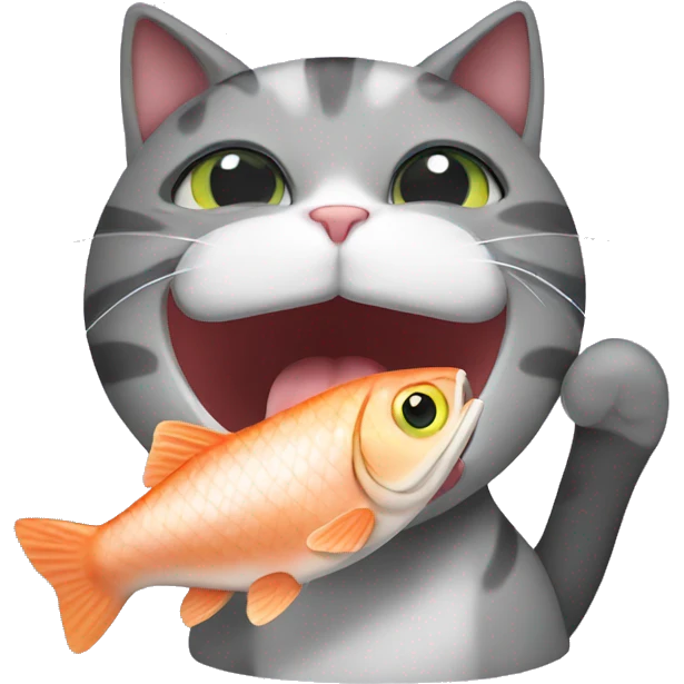 a cat eating a fish emoji