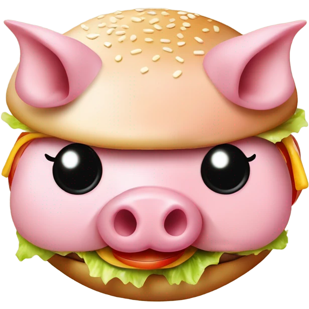 Pig eating burger emoji