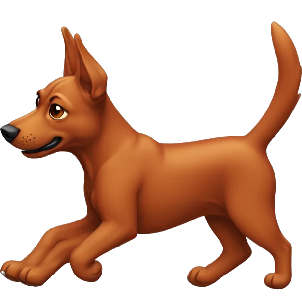 solid red dog with pointed ears running emoji