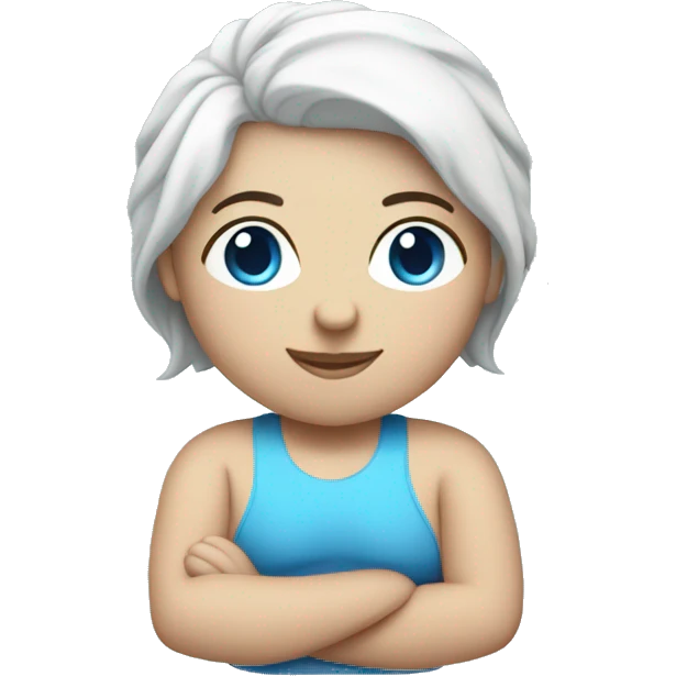 white chubby yoga instructor with blue hair emoji