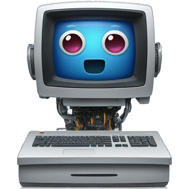 Computer with a robot emoji